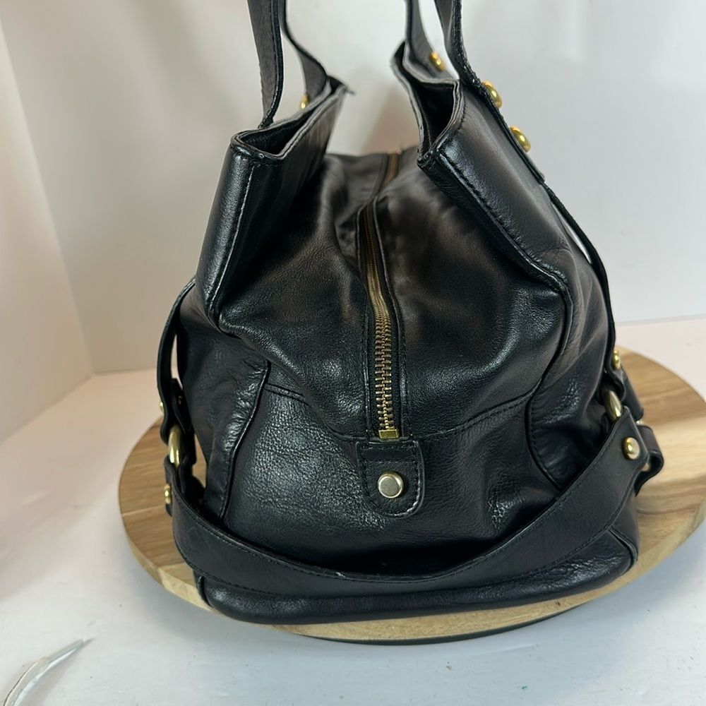 JUICY COUTURE Black Leather Studded Doctor Bag Satchel Biker Purse VTG Y2K - Picture 4 of 15
